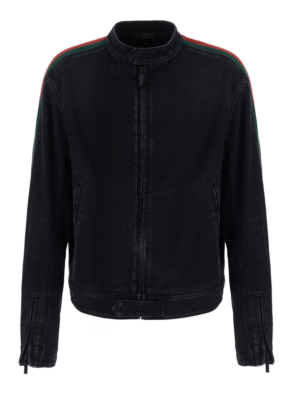 Jacket in Black Cotton Denim