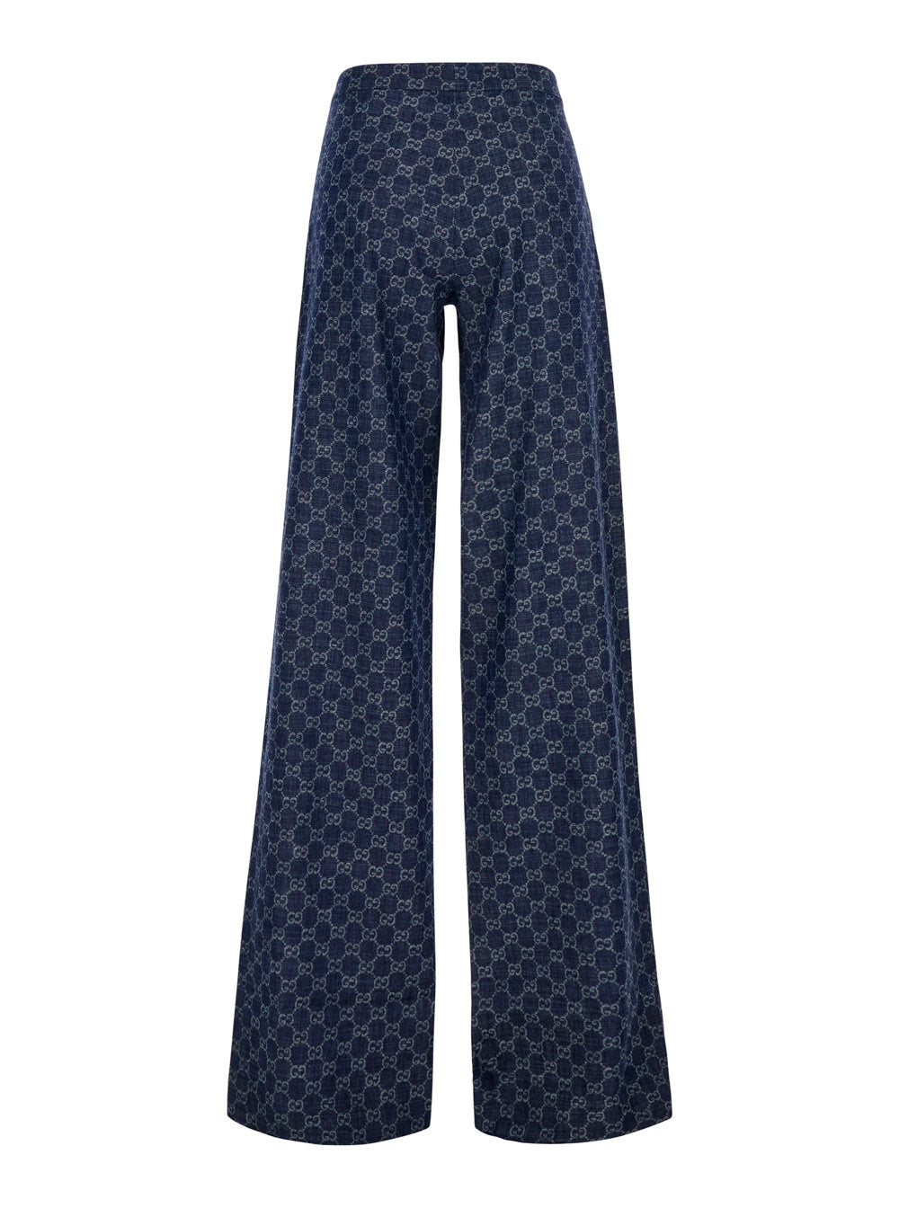 Chambray Denim Trousers With GG Print