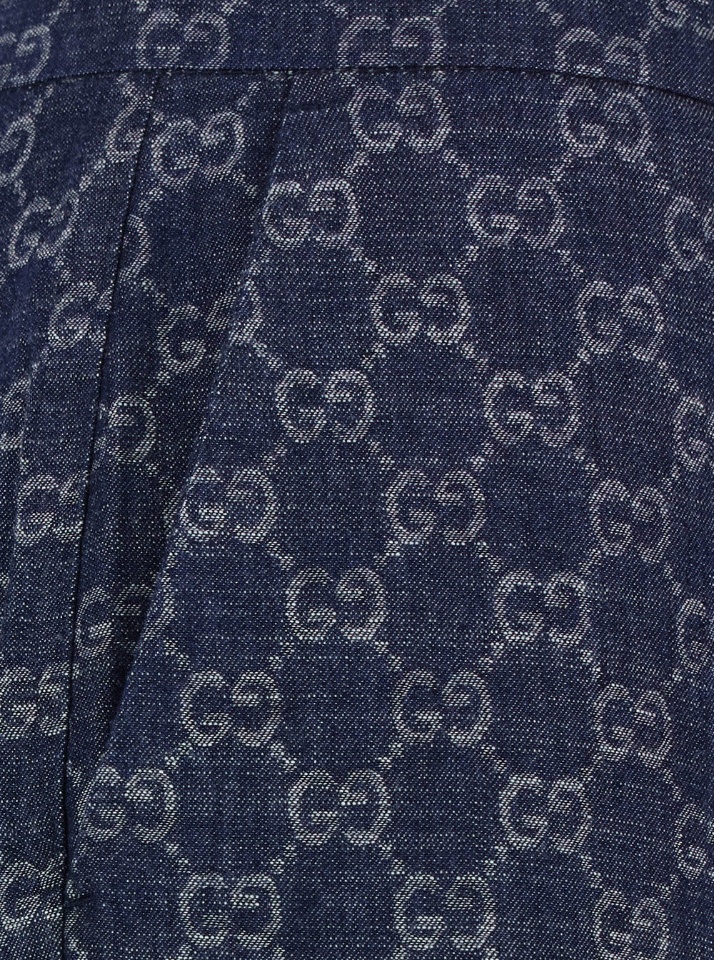 Chambray Denim Trousers With GG Print