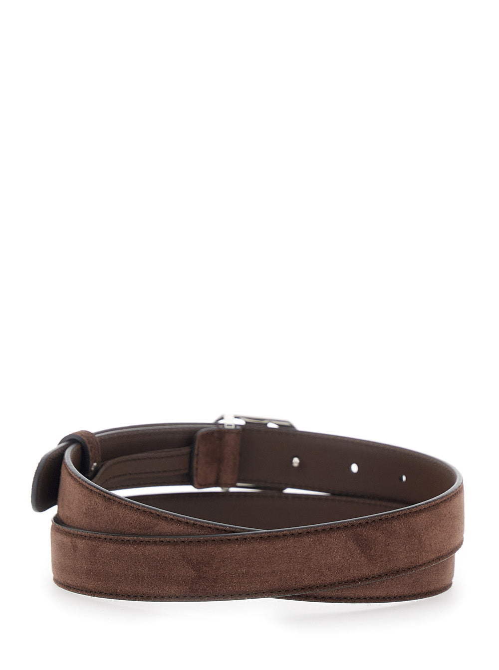 Belt With GG Buckle in Brown Suede