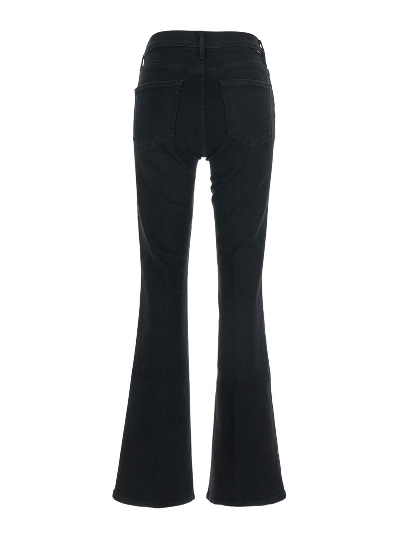 Jeans Mid Rise Flared Black Denim