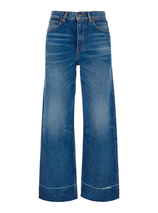 Wide Jeans with Raw Hem