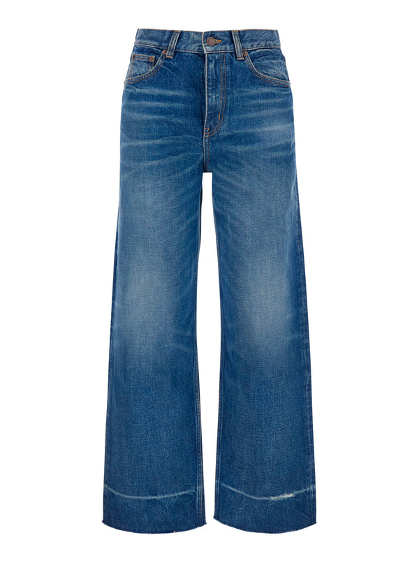 Wide Jeans with Raw Hem