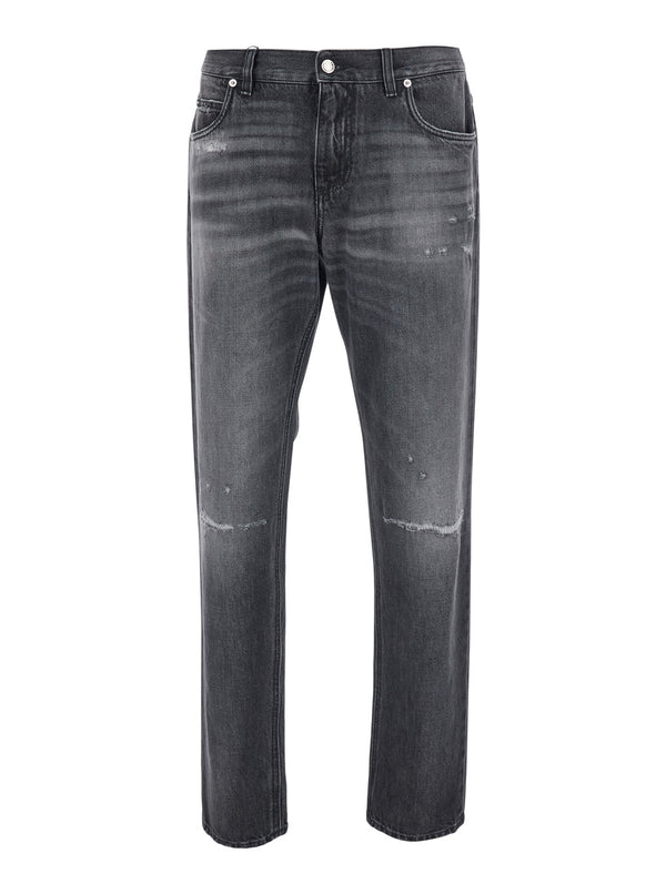 Slim Ripped Jeans in Faded Grey