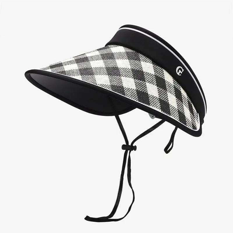 Trendsi Adjustable Plaid Sun Hat Black One Size Natural Grass