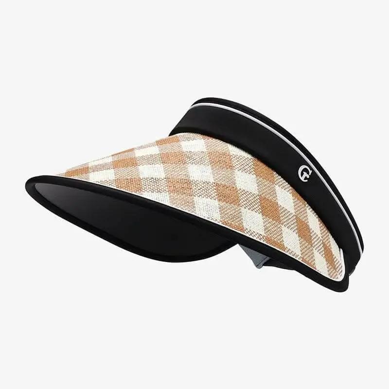Trendsi Adjustable Plaid Sun Hat Black One Size Natural Grass