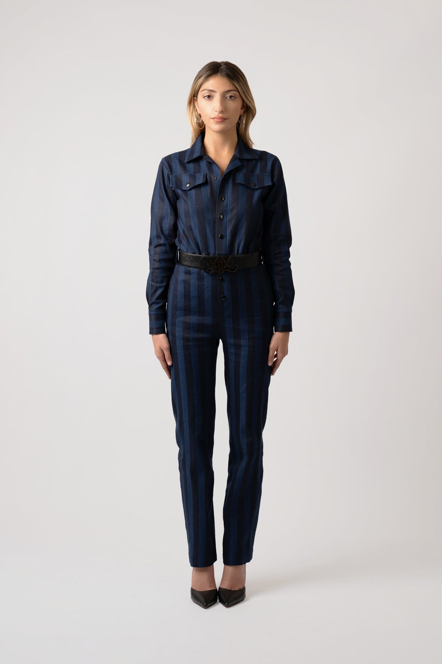 Adriana Striped Dark Blue Jumpsuit
