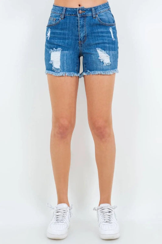 Trendsi American Bazi High Waist Denim Shorts - Women's Fashionable Jean Shorts