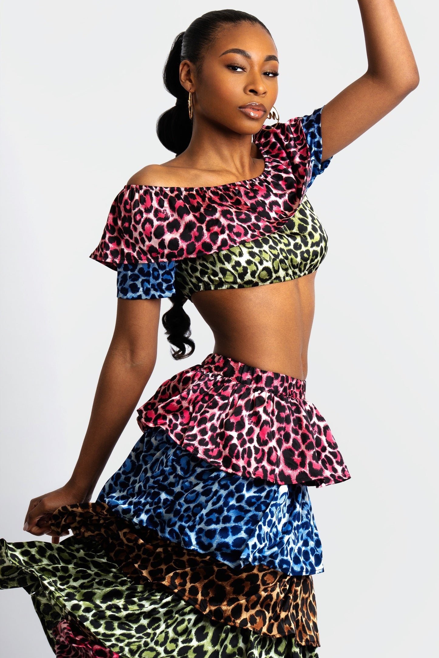 Ana Ruffled Cheetah Print Skirt Set