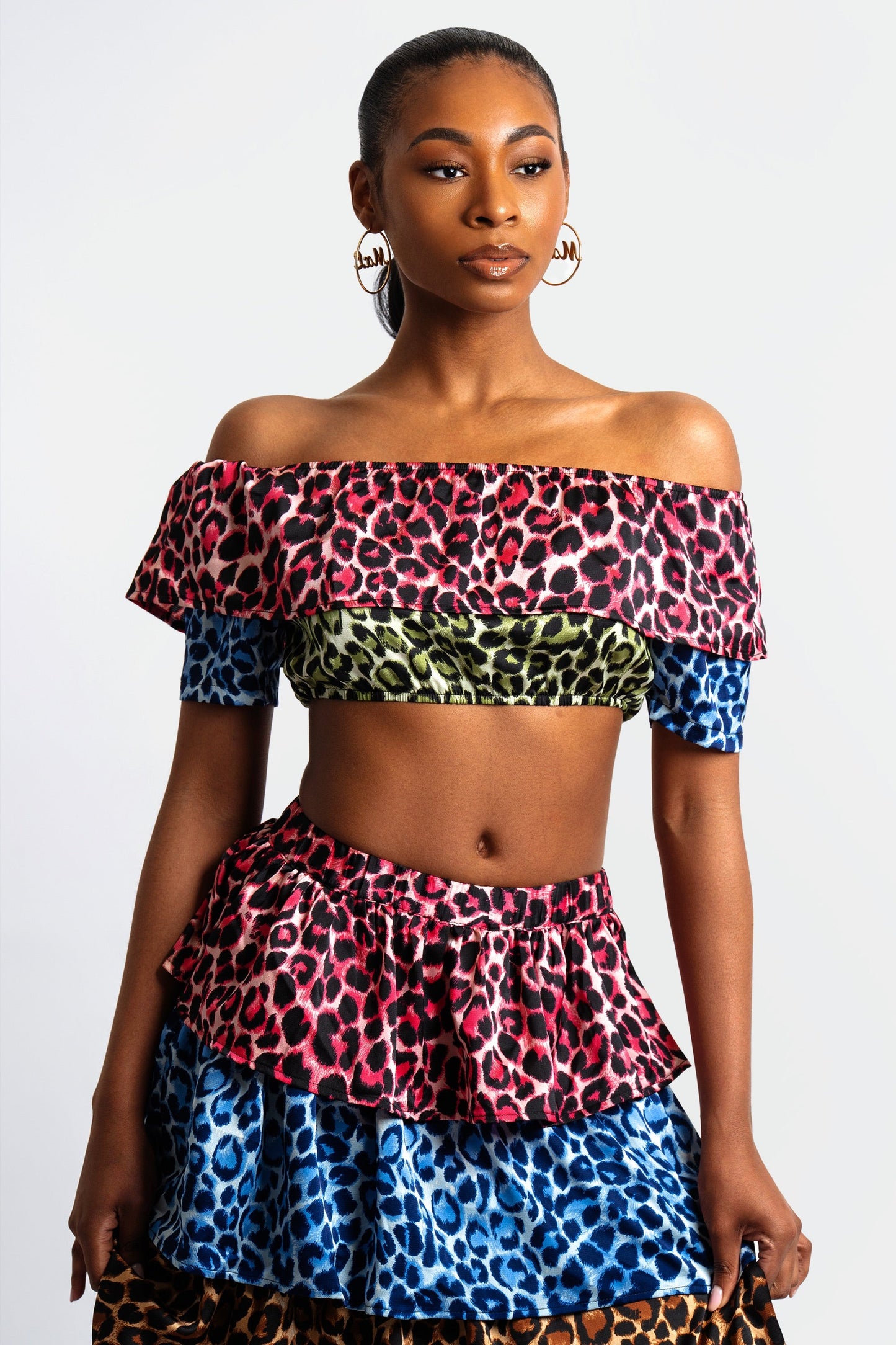 Ana Ruffled Cheetah Print Skirt Set