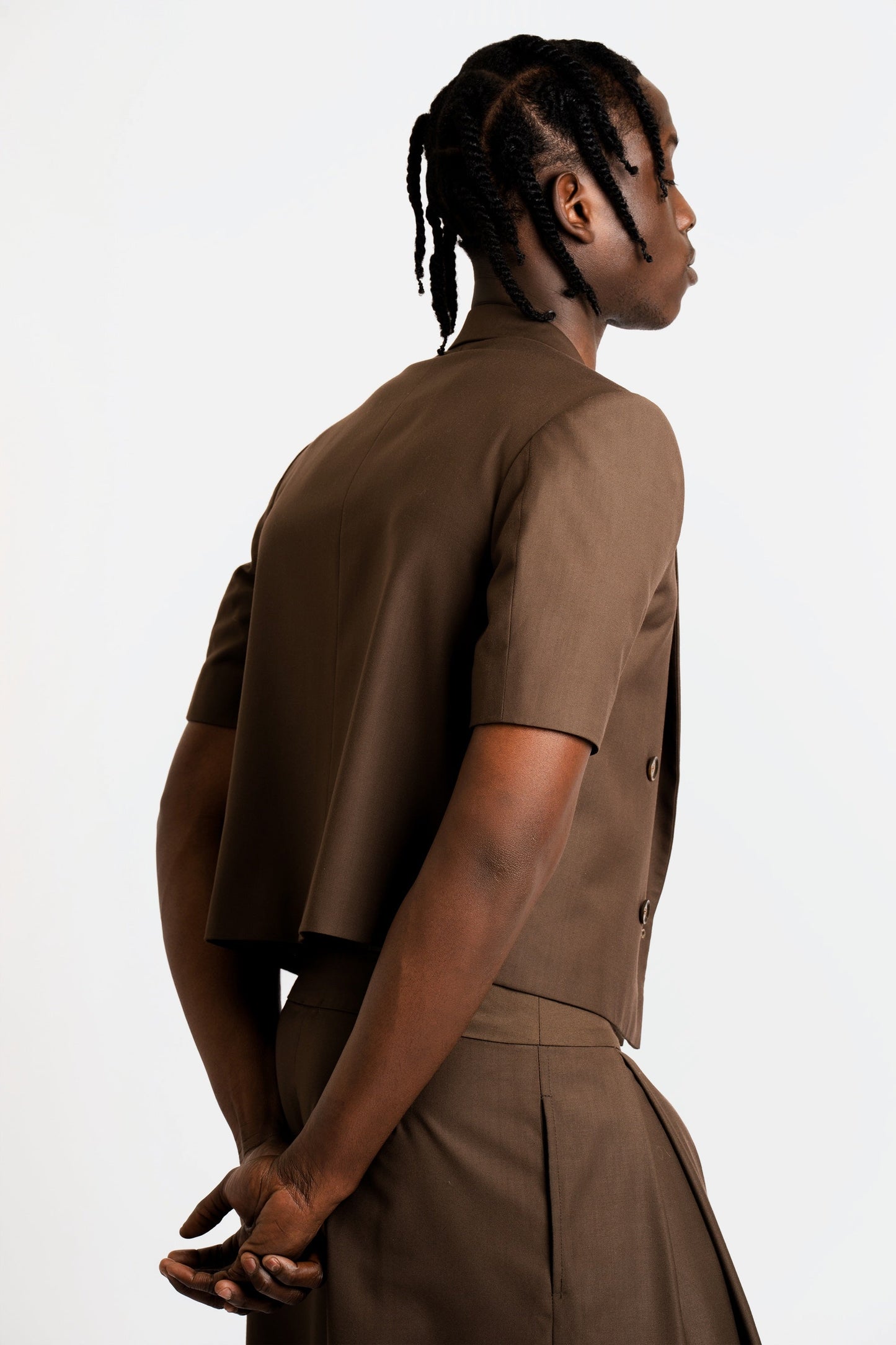 André Espresso Cropped Suit Set