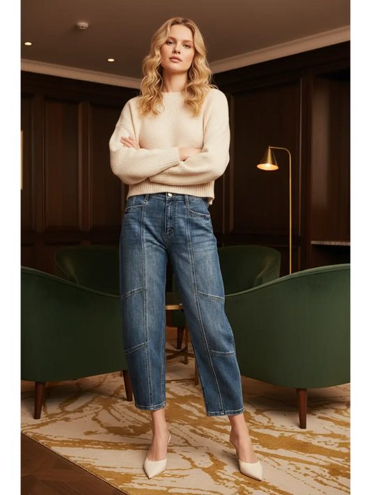 HIGH RISE RELAXED BARREL JEANS