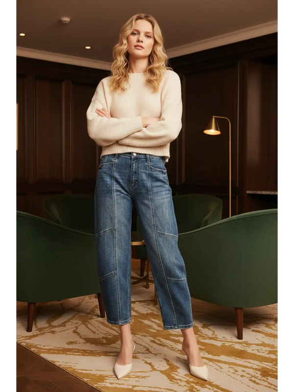 HIGH RISE RELAXED BARREL JEANS