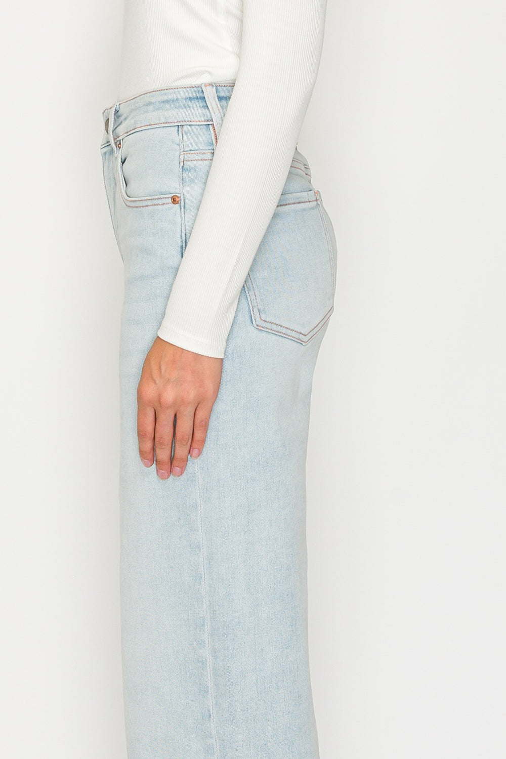 HIGH RISE PERFECT TUMMY CONTROL PINK THREAD STRAIGHT JEANS