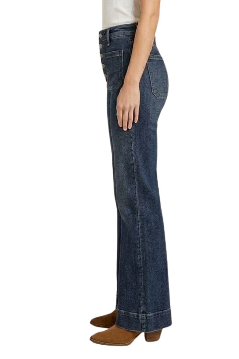 High Rise Front Patch Pocket Holly Flare Jeans