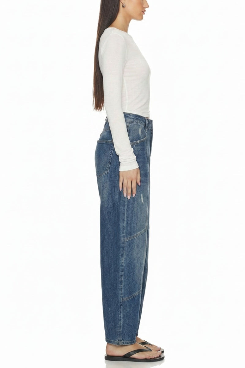 HIGH RISE RELAXED BARREL JEANS