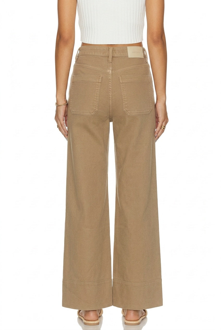 HIGH RISE TUMMY CONTROL GARMENT DYED PALAZZO JEANS