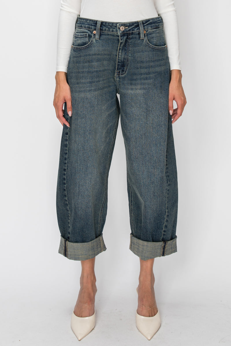 HIGH RISE RELAXED TINTED BARREL JEANS