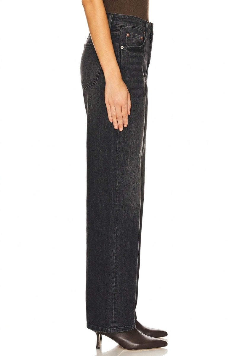 HIGH RISE RELAXED BLACK BARREL JEANS