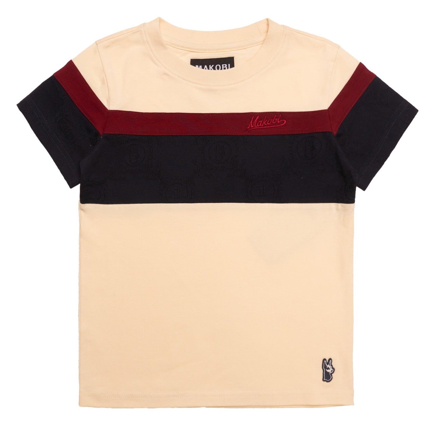 B141 Makobi Monogram KidsTee- Natural