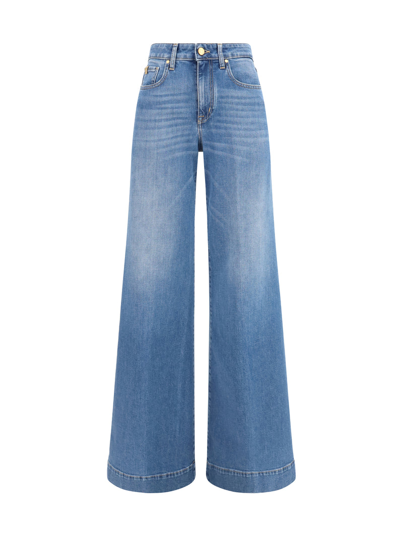 Wide-Leg Jeans in Dark Blue Denim