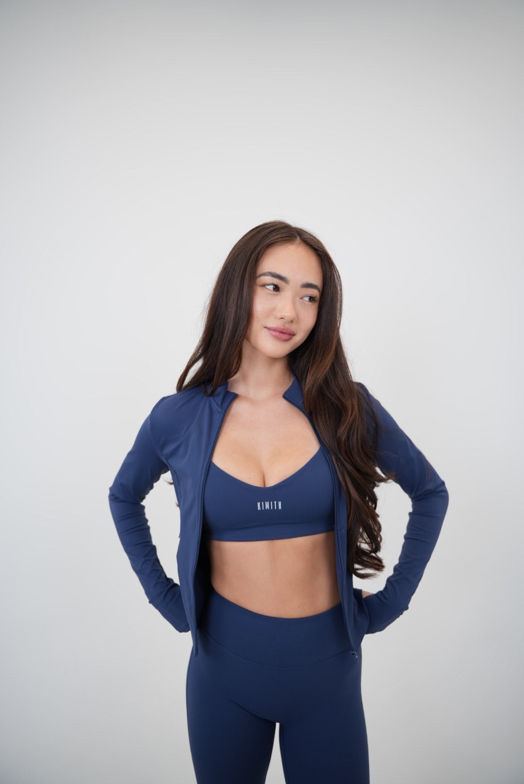 I Live in Luxury Navy Blue Sports Bra