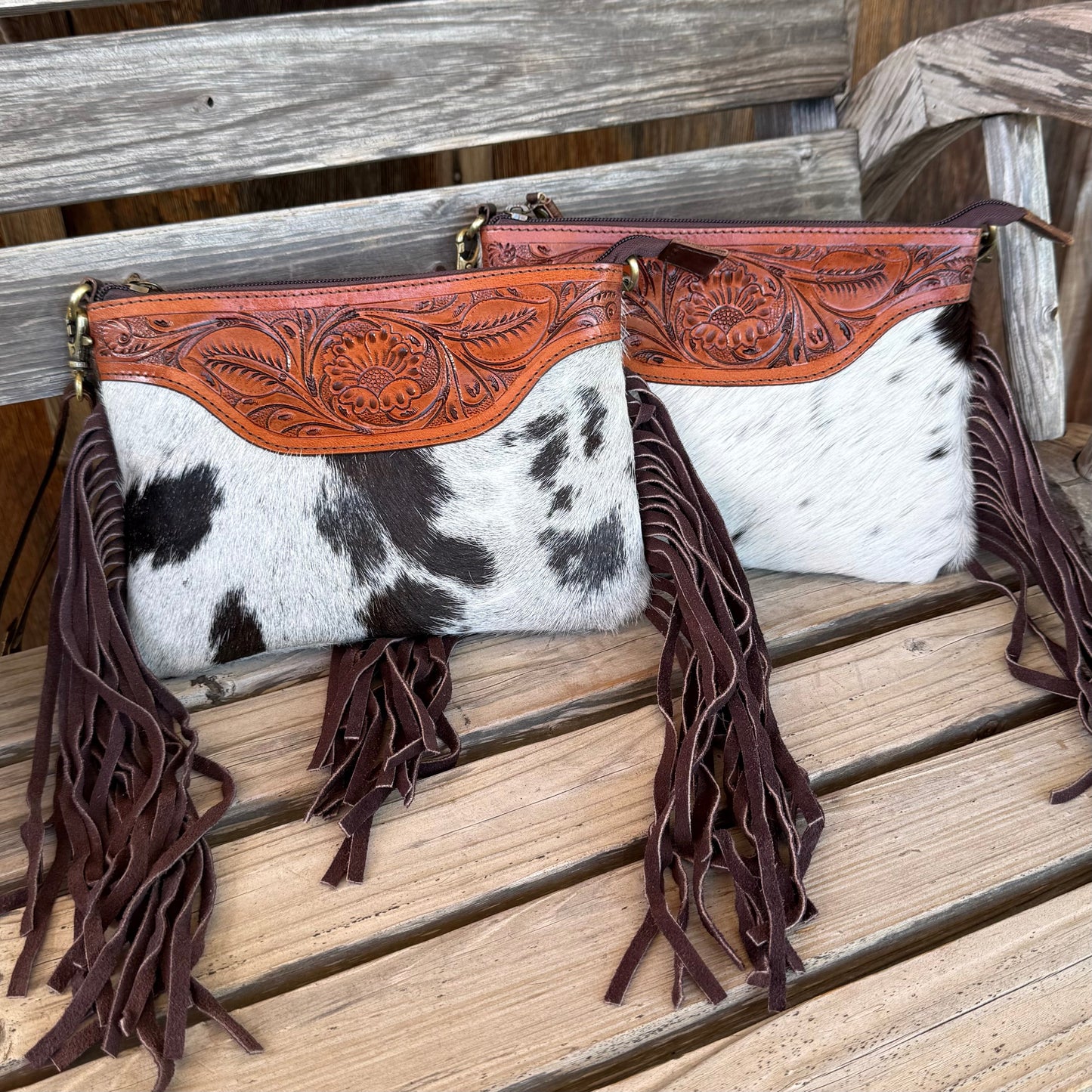 Tooled Cowhide Cross Body