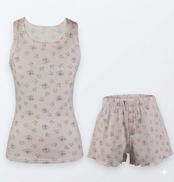FBZ- FLOWER TANK WITH SHORTS SET