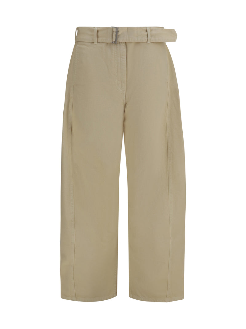 Wide-Leg Denim Pants Beige