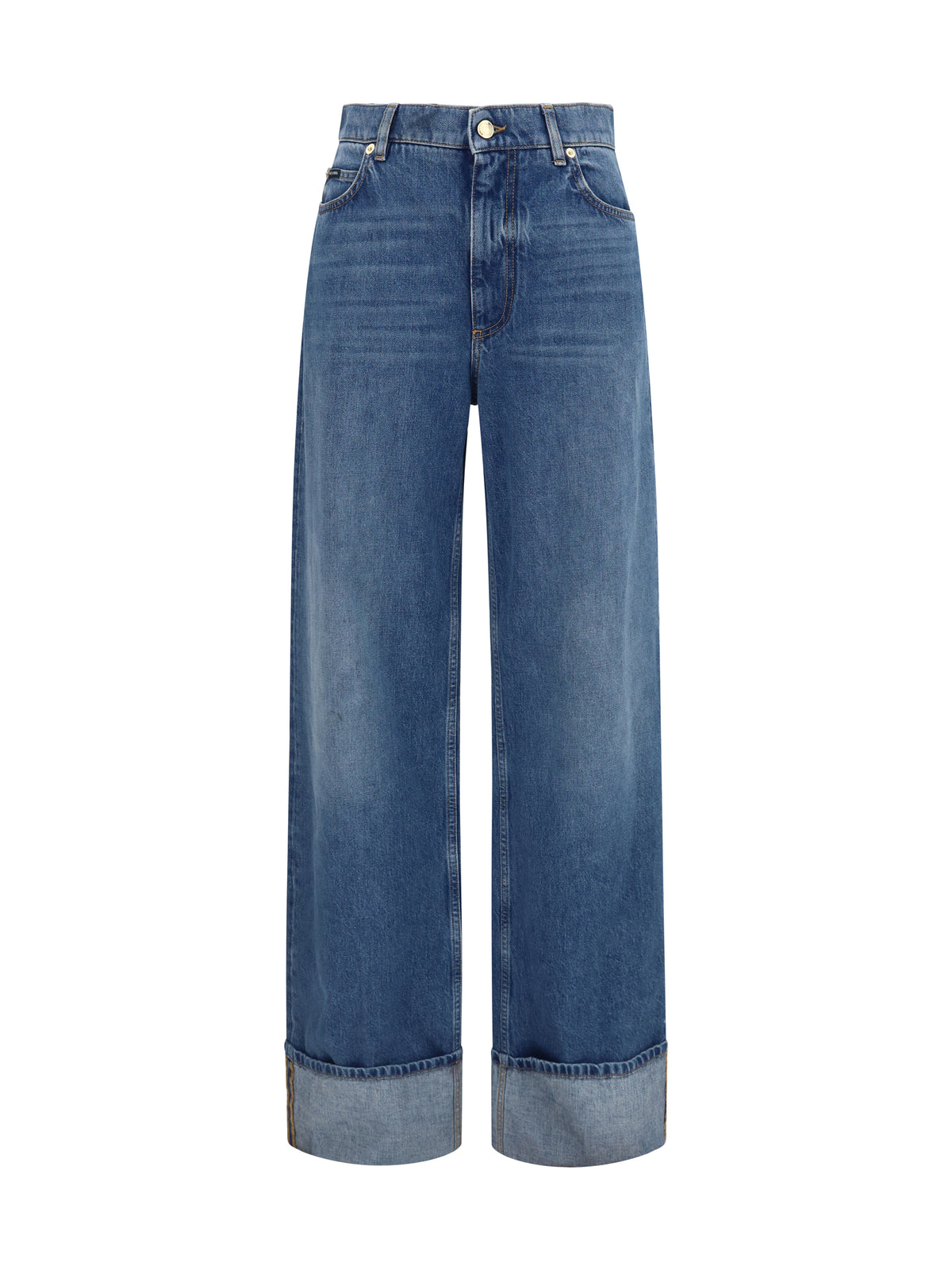 Low-Rise Straight Jeans with Turn-Ups