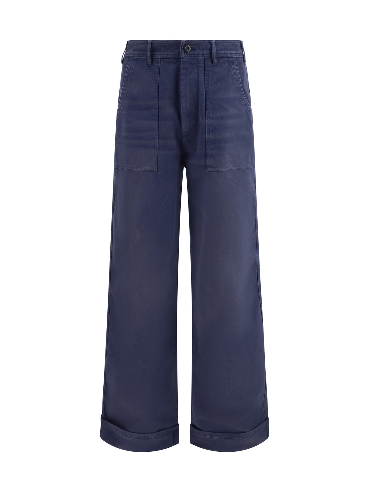 Cotton Twill Trousers in Navy