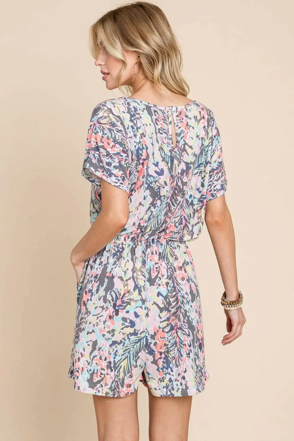 Trendsi just arrived - BOMBOM Playful Print Drawstring Romper
