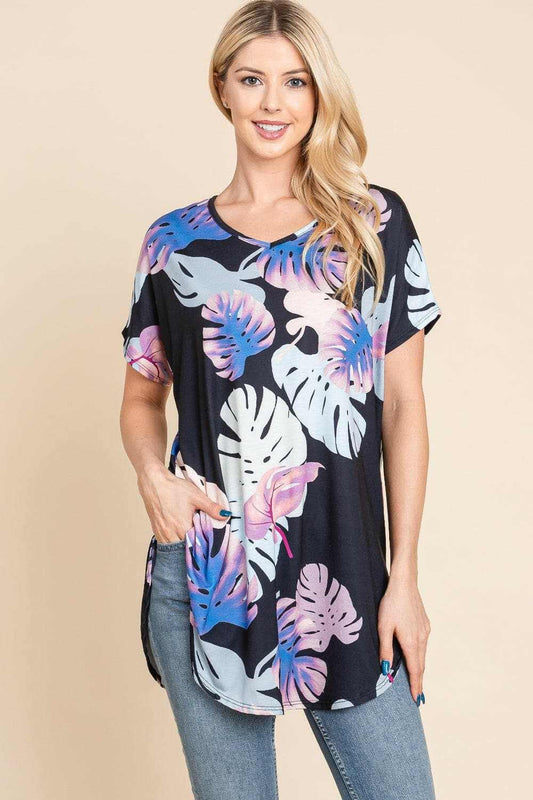 Trendsi Shorts - BOMBOM Printed Round Neck Short Sleeve T-Shirt