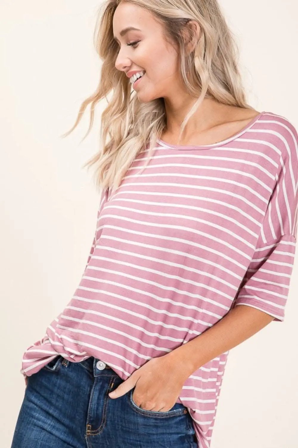 Trendsi Striped Tee Women's Casual Wear T-Shirt Soft, Breathable Comfort