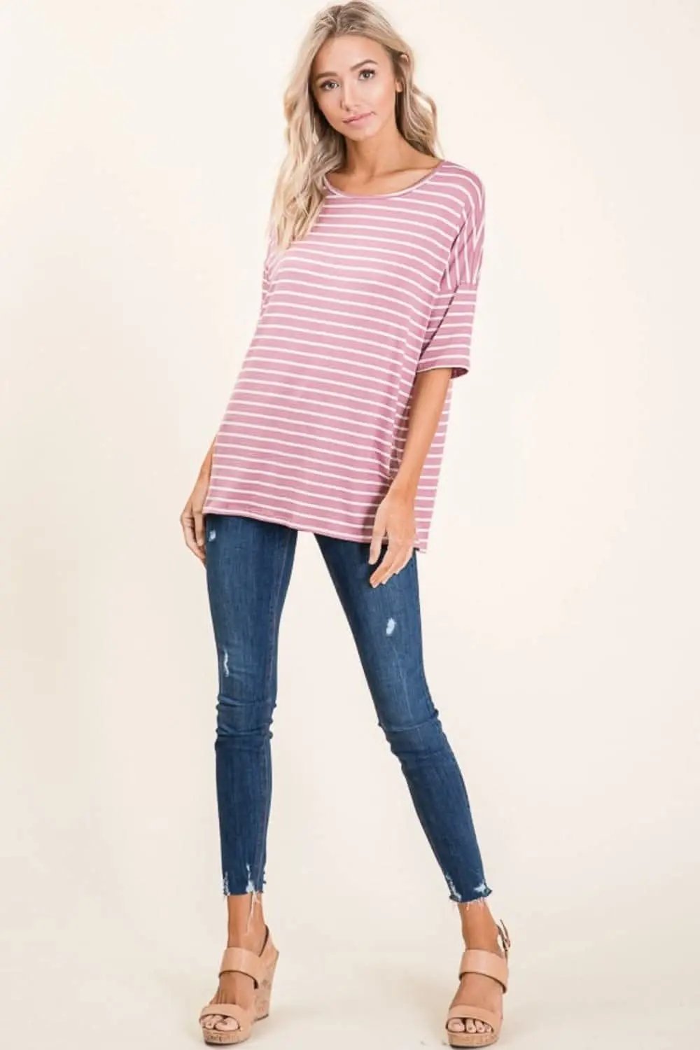 Trendsi Striped Tee Women's Casual Wear T-Shirt Soft, Breathable Comfort