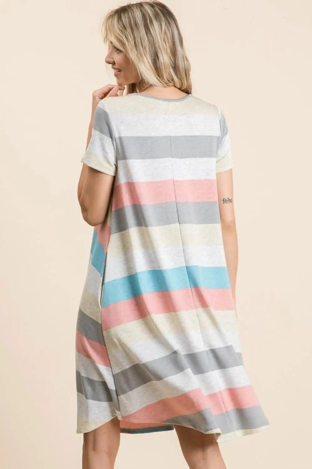 Trendsi Striped Dress Women's Casual Day-to-Night Dress with Pockets