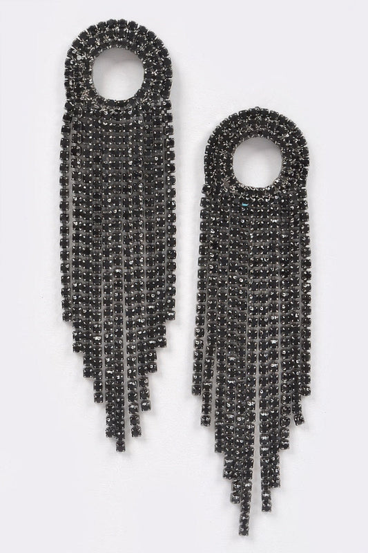 BROADWAY Rhinestone Fringe Drop Earrings: NYFW BYMANYC ® New York