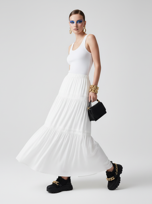 BROOKLYN BREEZE Tiered Maxi Skirt ECO FASHION BYMANYC ® New York