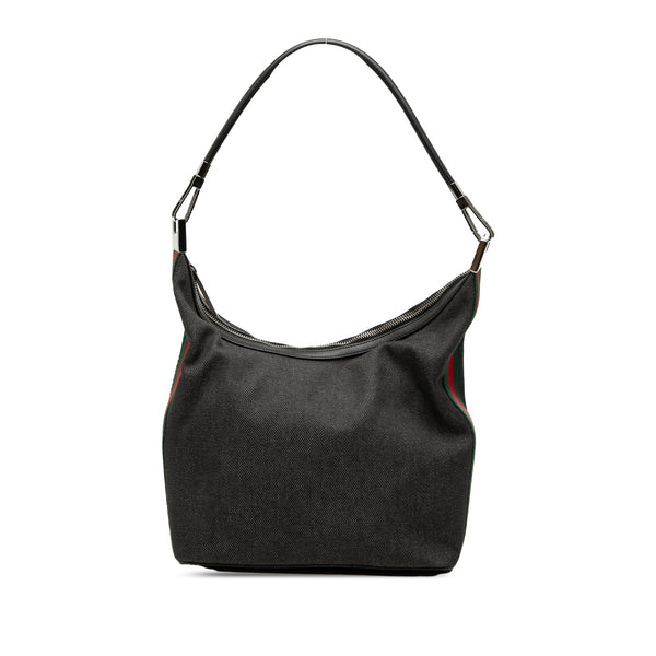 Shoulder Bag Denim Web Grey (Pre-Owned)