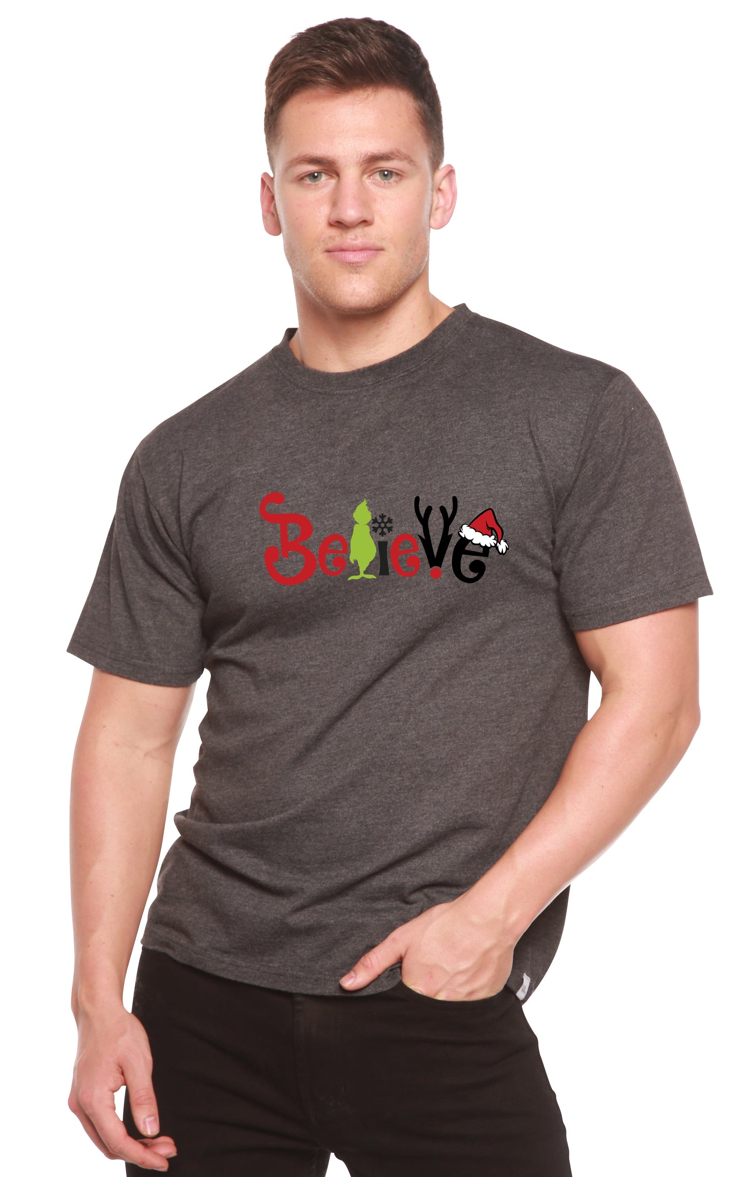Believe Christmas Printed Men's Bamboo T-Shirt