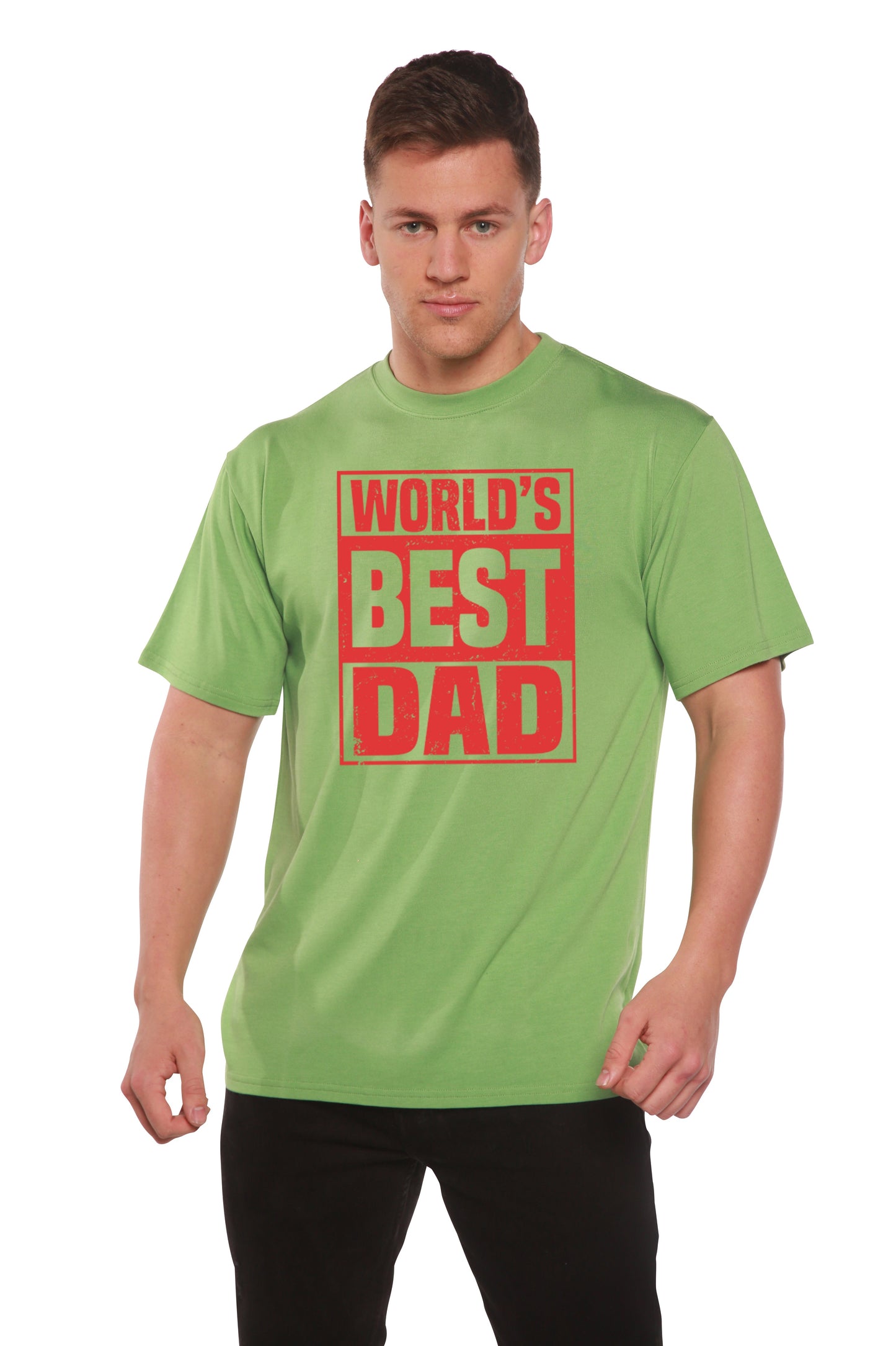 World's Best Dad Men's Bamboo Viscose/Organic Cotton Short Sleeve Graphic T-Shirt
