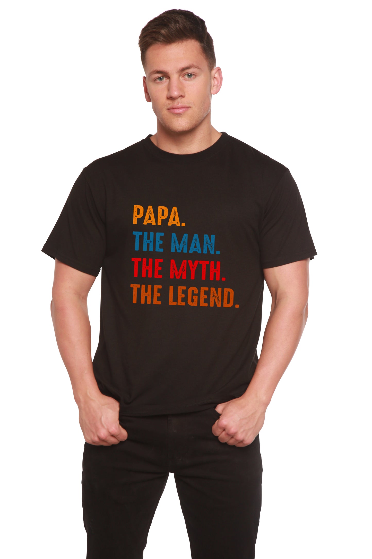 Papa, the Man, the Myth, the Legend Men's Bamboo Viscose/Organic Cotton Short Sleeve Graphic T-Shirt