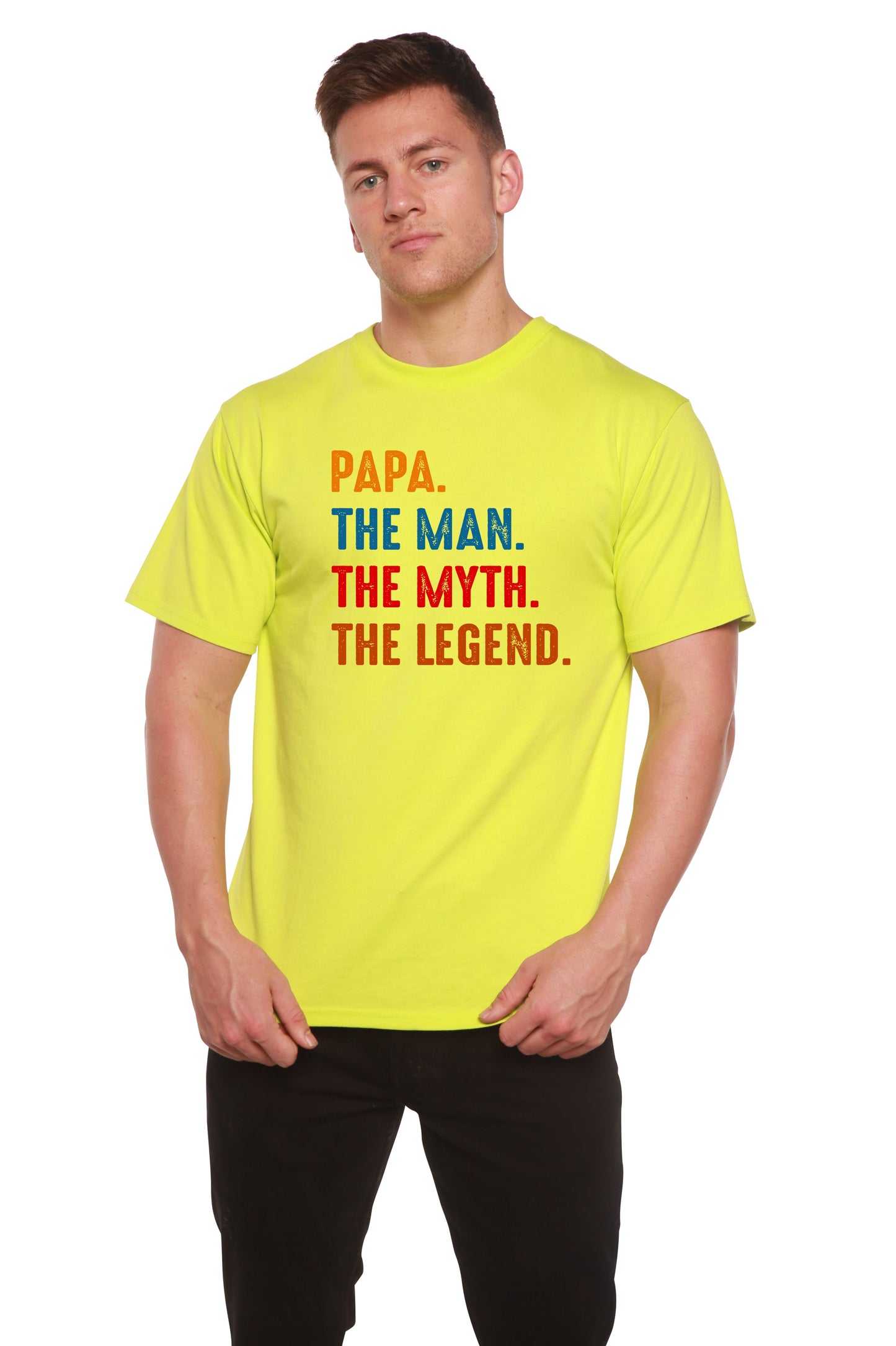 Papa, the Man, the Myth, the Legend Men's Bamboo Viscose/Organic Cotton Short Sleeve Graphic T-Shirt