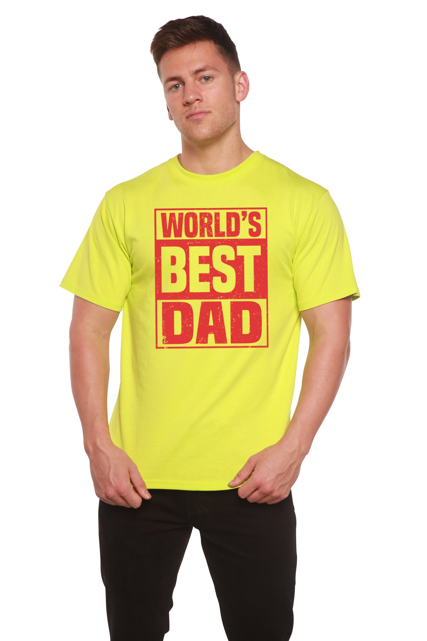 World's Best Dad Men's Bamboo Viscose/Organic Cotton Short Sleeve Graphic T-Shirt