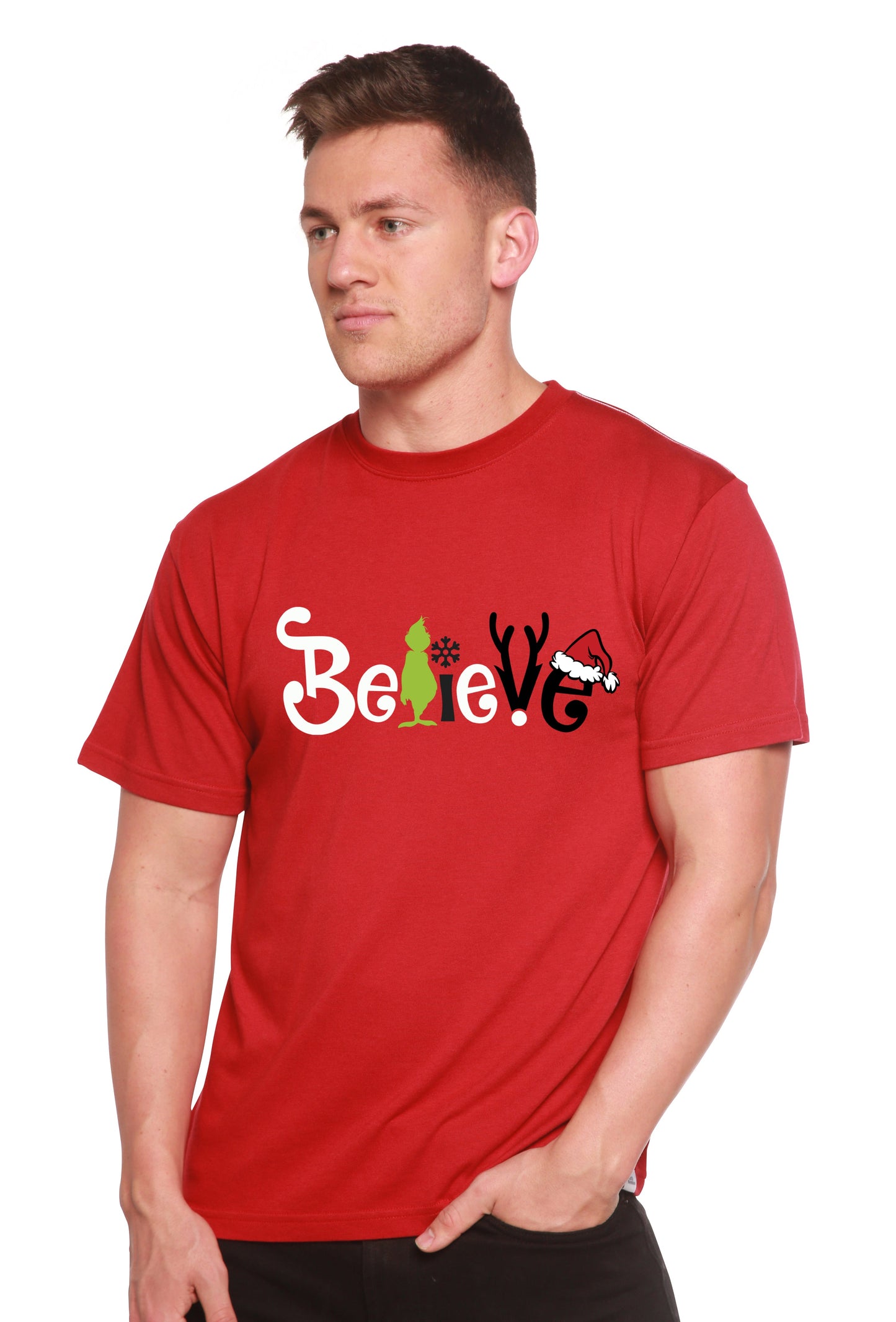 Believe Christmas Printed Men's Bamboo T-Shirt