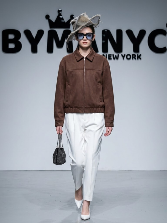 Women's Suede Bomber Jacket BYMANYC ® New York CONTEMPORARY VIBRANT MODERN FASHION - New Collection