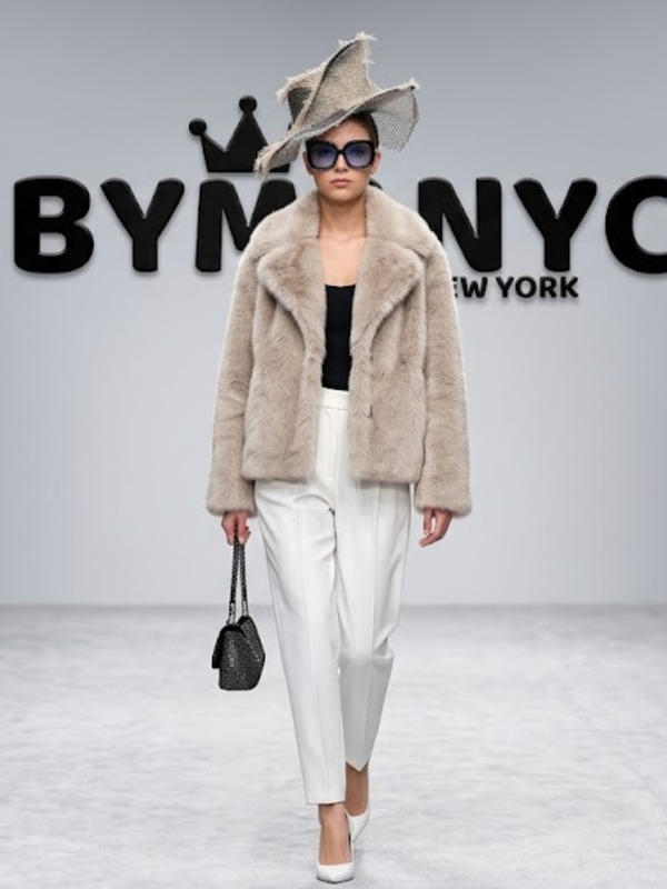 Women's Beige Faux Fur Jacket BYMANYC ® New York CONTEMPORARY VIBRANT MODERN FASHION - New Collection