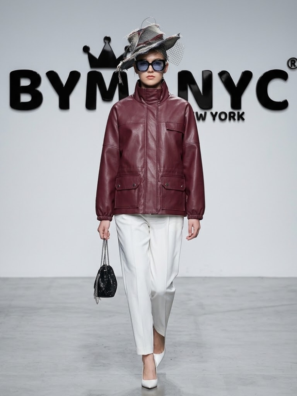 Women's Faux Leather High-Neck Jacket BYMANYC ® New York CONTEMPORARY VIBRANT MODERN FASHION - New Collection