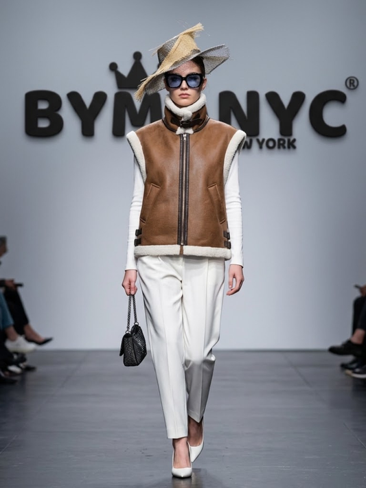 Women's Faux Shearling Leather Vest BYMANYC ® New York CONTEMPORARY VIBRANT MODERN FASHION - New Collection