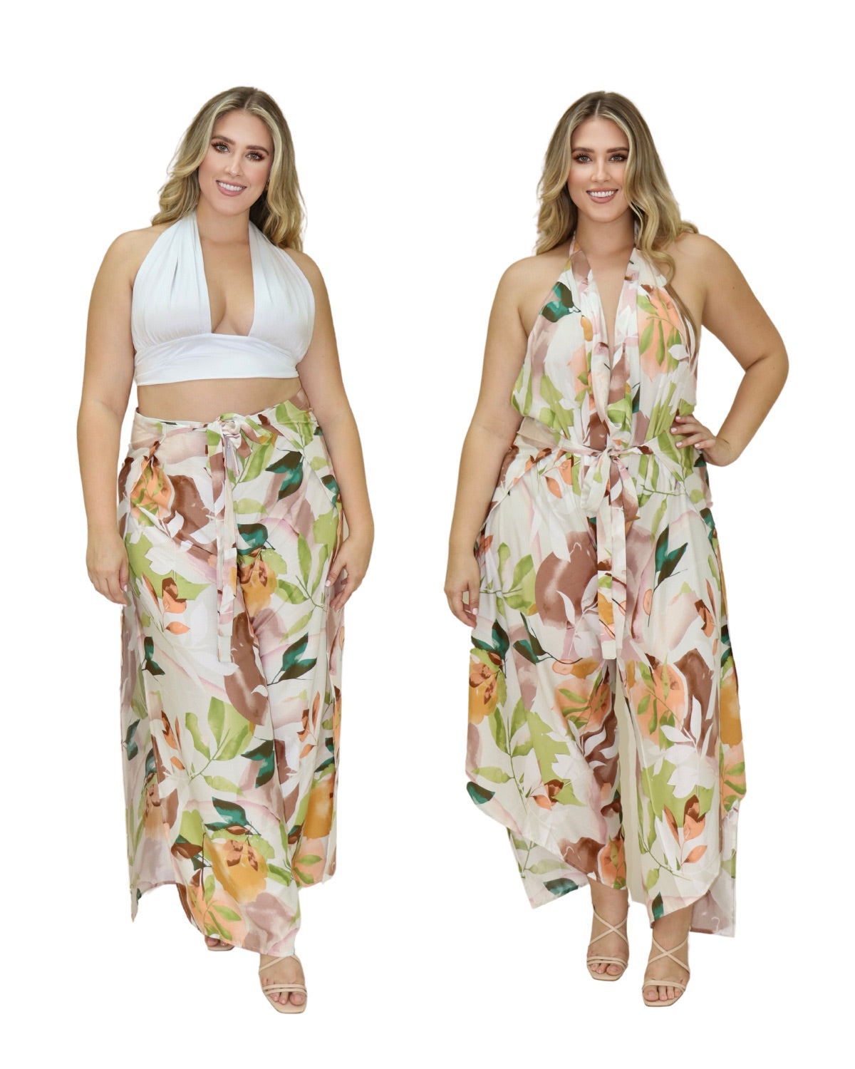 Pant to Jumpsuit - Peach Floral